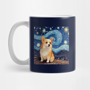 corgi, van gogh style, starry night, Post-impressionism Mug